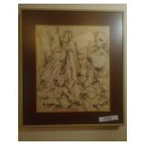 Mid-Century Modernist Sketch Signed Dated 1959