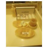 Onyx Bathroom Tray Set with Candle and Soaps