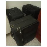 3 Black Suitcases Including Samsonite