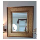 Large Framed Wall Mirror with Gold Border