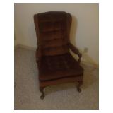 Brown Tufted Wingback Armchair