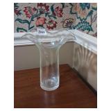 Clear Glass Vase with Flaring Ruffled Rim