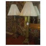 Brass Table Lamps with Pleated Shades