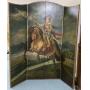 Vintage Painted 4 Panel Room Divider Equestrian