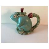 Vintage Henrikson Majolica Ceramic Frog Tea Pot
