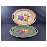 Vintage Metal Hand Decorated Fruit Serving Trays