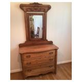 Antique Oak Dresser with Beveled Mirror