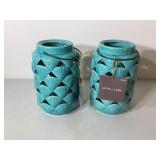 Allen+Roth Ceramic Pillar Candle Outdoor Lanterns