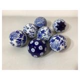 Porcelain Asian Blue & White Decorative Balls
