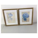F Mondrian Blue Floral Prints