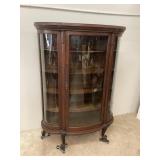 Oak Bow Front China Cabinet with Claw Legs