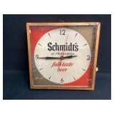 Vintage Schmidtï¿½s Full Taste Beer Clock, Works