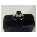 18K Gold Onyx Ring with Diamond Clusters