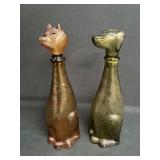 Vintage Cat & Dog Glass Decanters
