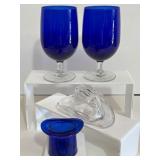 Cobalt and Clear Glassware Set, 4 Pieces
