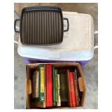 Cast Iron Grill Pan, Books, and Cooler