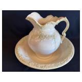 Embossed Ceramic Pitcher and Basin Set