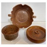 Hand Thrown Signed Pottery Bowls, Covered Dish