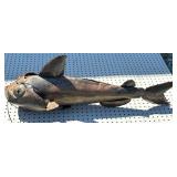 Large Metal Fish Sculpture with Fins and Whiskers
