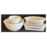 Vintage Glasbake Milk Glass Bowls, Bake Ware