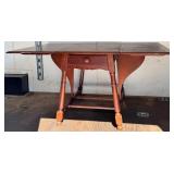 Drop-Leaf Wood Table with Drawer