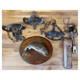 Vintage Metal Traps, Fish Plaque, More