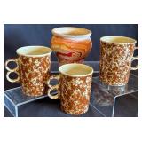 Bennington Pottery Coffee Mugs and Vase Set