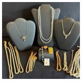 Vintage Pearl & Aurora Borealis Costume Necklaces