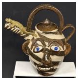 Striped Face Jug Teapot by Billy Ray Hussey