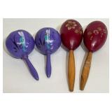 Four Decorative Wooden Maracas