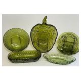 Vintage Indiana Glass Green Serving Pieces & More