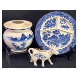 Vintage Delft Cow Creamer, Chinese Pickle Jar