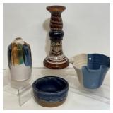 Hand Thrown Signed Pottery,R Haegar? Candle Holder