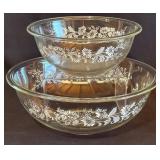 Glass Bowls with Floral Etching