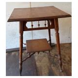 Antique Tiger Oak Spindle Fern Parlor Table