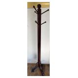 Antique Wood & Metal Hall Tree Coat Rack