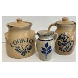 Stoneware Cookie Jar, Pitcher, and Vase Set