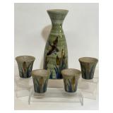 Louisville Stoneware Pottery Carafe & Glasses