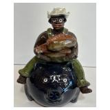 Marvin Bailey Folk Pottery Man Riding a Pig