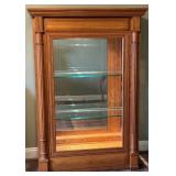 Vintage Oak & Glass Lighted Display Cabinet