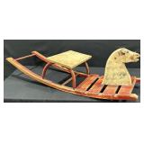 C. 1860 Primitive Painted Wood Rocking Horse