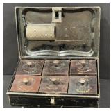 Victorian Toleware Tin Spice Box, Spices & Grinder