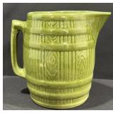 1950s McCoy Green Barrel Ceramic Pitcher