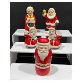 Vintage Salt & Pepper Shakers, Japan, Hinged Santa