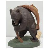 Bob Timberlake Signed Fishing Brown Bear Sculpture