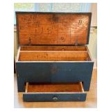 Wooden Chest with Drawer and Compartments