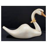 Signed Hand Carved & Painted Life Size Swan