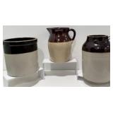 Antique RRB & Co Stoneware Crocks & Pitcher