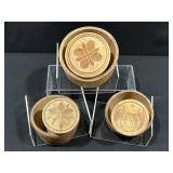 Antique Primitive Wooden Butter Molds, Flowers