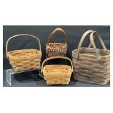 Antique Primitive Woven Baskets with Handles